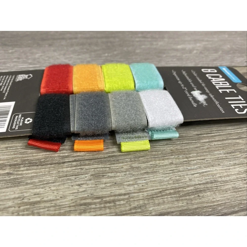 Color Coded Cable Ties 8 Pack Adjustable Self Adhering Organize up to 2
